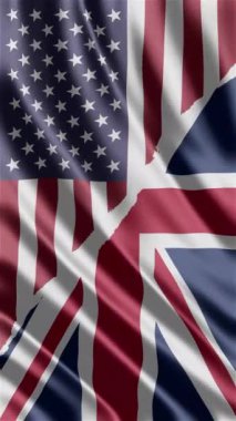 ABD ve Birleşik Krallık bayrağı sallıyor, Amerika Birleşik Krallık bayrağına karşı.
