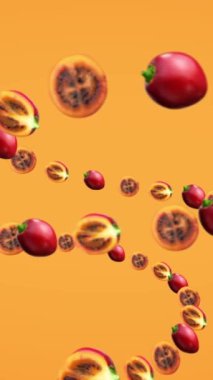 Tamarillo ve tamarillo Turuncu arka planda dilimler