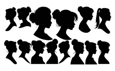 Kadın silueti portreleri seti