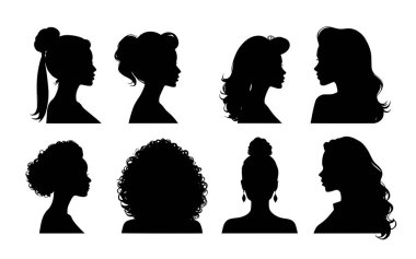 Kadın silueti portreleri seti
