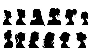 Kadın silueti portreleri seti