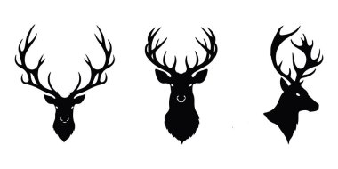 Geyik kafası siluet vektörünün kümesi