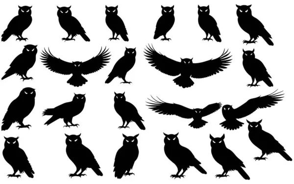 Baykuş siluet vektörünün kümesi