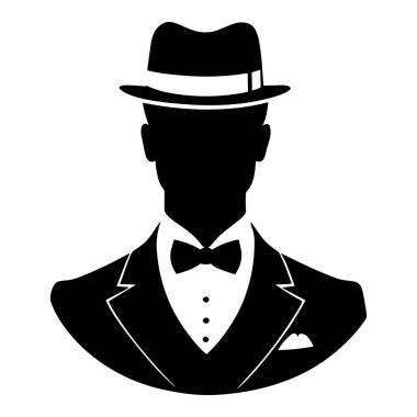 Beyaz arka plan üzerinde izole beyefendi stilize silüeti. Vektör çizim.