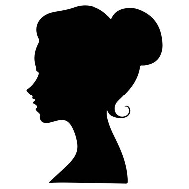 Siyah vektör güzel kadın profil silueti - moda veya güzellik çizimi