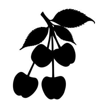 Kiraz yaprakları ve dallar siluet şablon vektör resmi