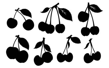 kiraz yaprakları siluet vektör resmi