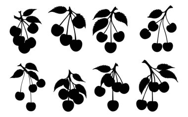 kiraz yaprakları siluet vektör resmi