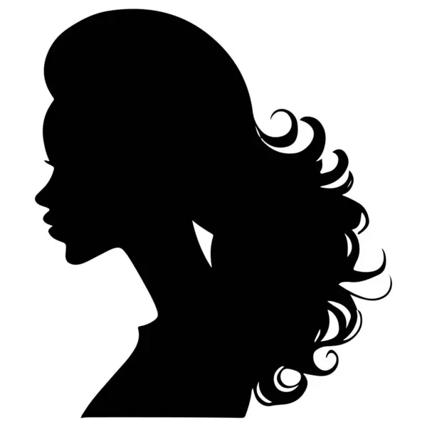 stock vector Black vector beautiful woman profile silhouette - fashion or beauty illustration