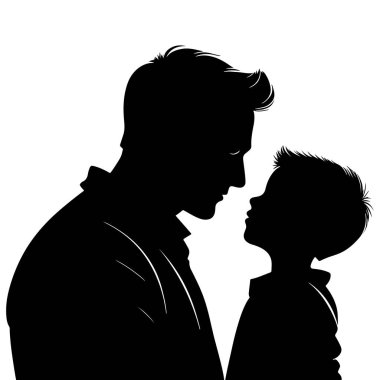 Baba oğul siluet vektörü