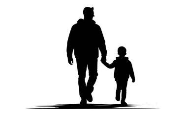 Baba oğul yürüyor.