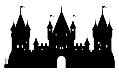 Beyaz arka planda ıssız bir kale. vektör illüstrasyonu