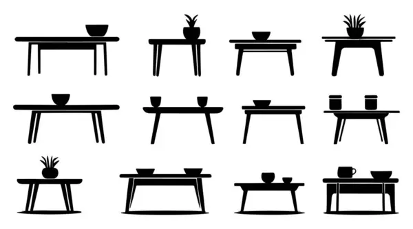 Masa için beyaz arka planda izole mobilya seti. vektör illüstrasyonu