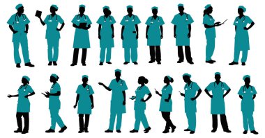 Farklı meslekler, bir dizi tıbbi personel.