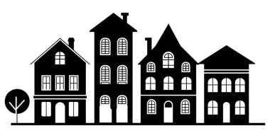 Ev inşa vektörü. siyah ve beyaz vektör çizimi.