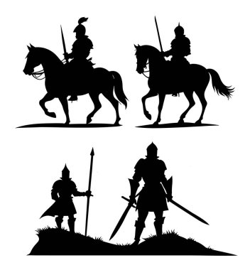 Siyah-beyaz şövalye vektör kümesi