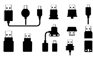 USB kablo seti. vektör