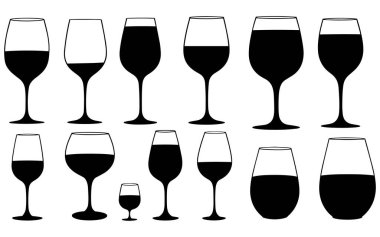 Farklı şarap kadehleri..