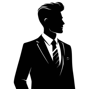 Siyah takım elbiseli iş adamı. izole vektör illüstrasyonu.