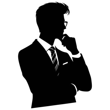 Siyah takım elbiseli iş adamı, siluet.