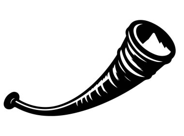 Alphorn siluet vektör simgesi görüntüsü. Beyaz arka planda, İsviçre Müzik Tasarımları için Geleneksel Alphorn Silueti