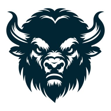 Beyaz Arkaplanda Öfkeli Bizon Siluet Vektörü