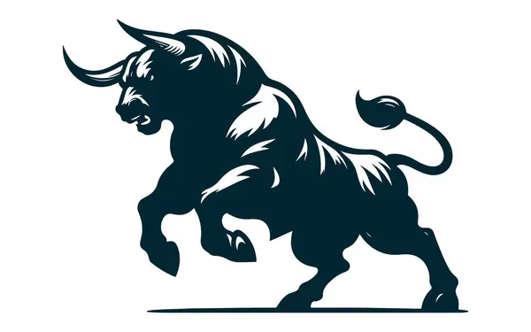 Kızgın Boğa Siluet Vektörü Beyaz Arkaplanda