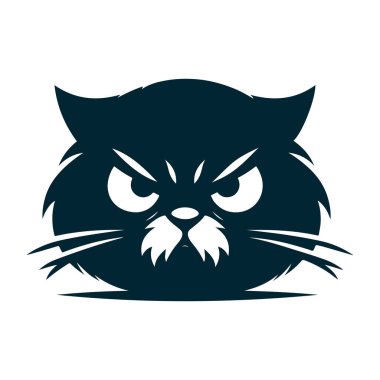 Beyaz Arkaplanda Kızgın Kedi Silüeti Vektörü