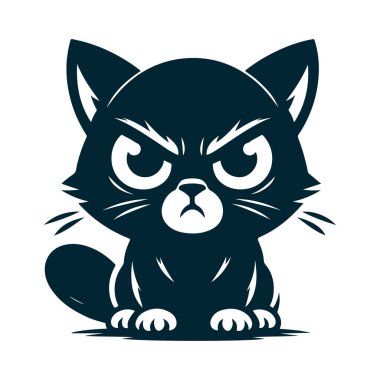 Beyaz Arkaplanda Kızgın Kedi Silüeti Vektörü