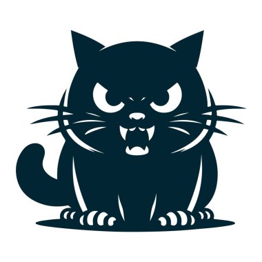 Beyaz Arkaplanda Kızgın Kedi Silüeti Vektörü