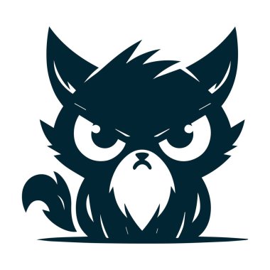 Beyaz Arkaplanda Kızgın Kedi Silüeti Vektörü