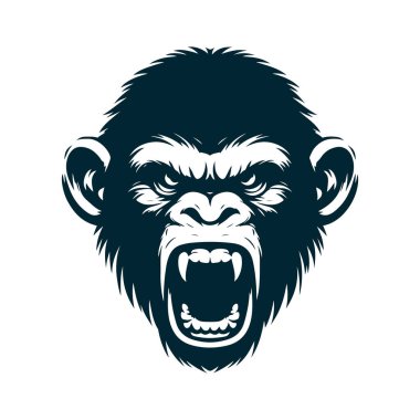 Saldırgan Şempanze Siluet Vektör İllüstrasyonu