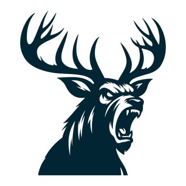 Beyaz Arkaplanda Kızgın Geyik Silüeti Vektörü