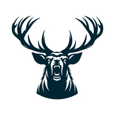 Beyaz Arkaplanda Kızgın Geyik Silüeti Vektörü