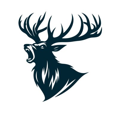 Beyaz Arkaplanda Kızgın Geyik Silüeti Vektörü