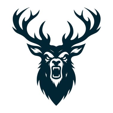 Beyaz Arkaplanda Kızgın Geyik Silüeti Vektörü