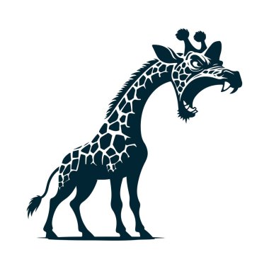 Agresif Zürafa Silueti Vektör İllüstrasyonu