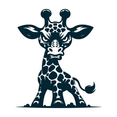 Öfkeli zürafa silueti Siyah içinde izole edildi