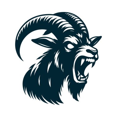 Saldırgan Keçi Silüeti Vektör İllüstrasyonu