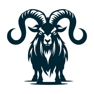 Öfkeli Keçi Silueti Siyah İle İzole Edildi