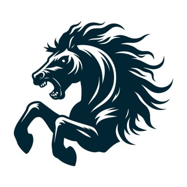 Mavi ve beyaz at kafasının vektör çizimi