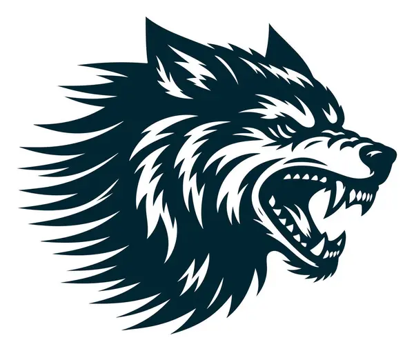 Beyaz Arkaplanda Kızgın Kurt Silueti Vektörü