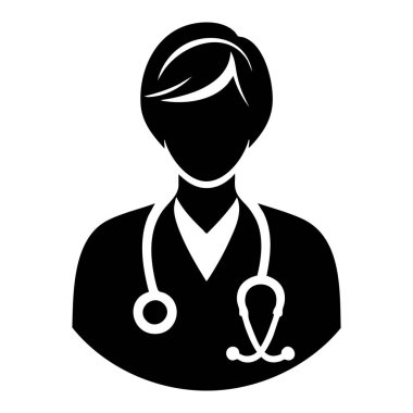 Steteskop ikonu olan kadın doktor. vektör illüstrasyonu.