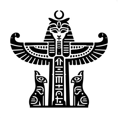 Mısır Tanrısı 'nın siyah ve beyaz çizgileri. vektör izole çizimi