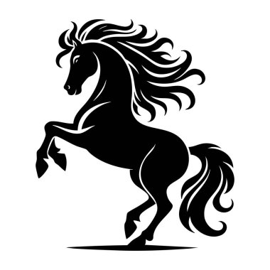 Beyaz arka planda siyah kurdeleli siyah at