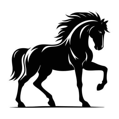 At silueti, vektör çizimi, siyah arkaplan