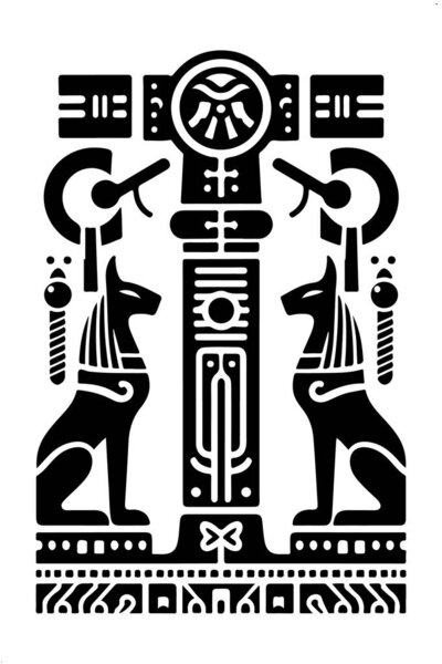 черно-белая линия рисунок египетского бога. векторная изолированная иллюстрация