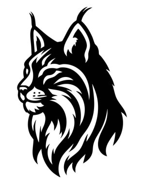Luchs Silueti Beyaz Arkaplan Bobcat Logo Tasarımı Lynx Rufus Vector Markalaşma İllüstrasyonu