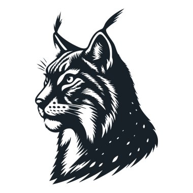 Luchs Silueti Beyaz Arkaplan Bobcat Logo Tasarımı Lynx Rufus Vector Markalaşma İllüstrasyonu
