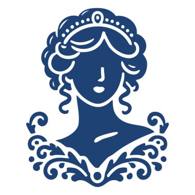 Mavi elbiseli güzel bir kadının vektör görüntüsü.